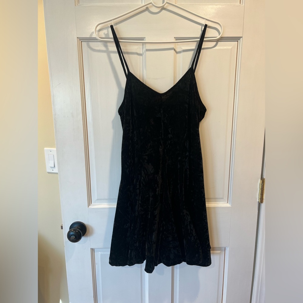 Black velvet mini dress